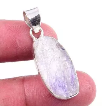 Natural Rainbow Moonstone Gemstone 925 Solid Sterling Silver Pendant 1.25 i9F94