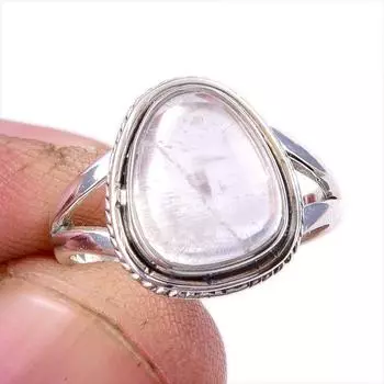 Natural Rainbow Moonstone Gemstone 925 Solid Sterling Silver Ring Size 6 c3g70