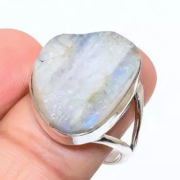 Natural Rainbow Moonstone Gemstone 925 Solid Sterling Silver Gift Ring S.8 o9q36