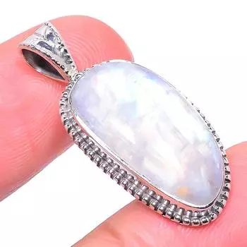 Natural Rainbow Moonstone Gemstone 925 Solid Sterling Silver Pendant 1.38 d8e84