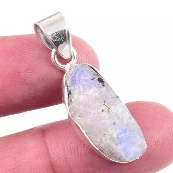 Natural Rainbow Moonstone Gemstone 925 Solid Sterling Silver Pendant 1.50 B4L34