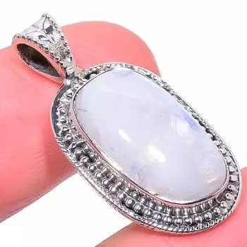 Natural Rainbow Moonstone Gemstone 925 Solid Sterling Silver Pendant 1.26 r6a71
