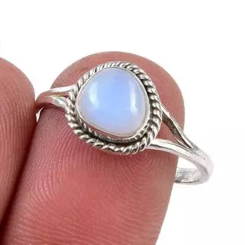Natural Rainbow Moonstone Gemstone 925 Solid Sterling Silver Ring Size 9 d6l61