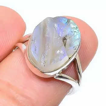 Natural Rainbow Moonstone Gemstone 925 Solid Sterling Silver Ring Size 6.5 s0P85