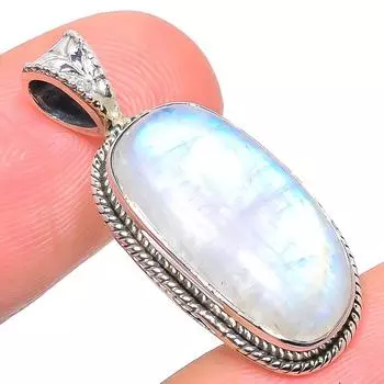 Natural Rainbow Moonstone Gemstone 925 Solid Sterling Silver Pendant 1.26 R2F31