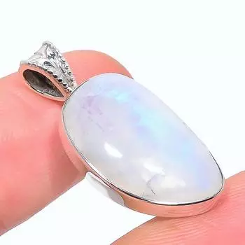 Natural Rainbow Moonstone Gemstone 925 Solid Sterling Silver Pendant 1.22 P5i33