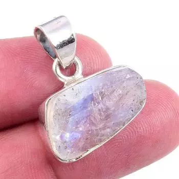 Natural Rainbow Moonstone Gemstone 925 Solid Sterling Silver Pendant 1 n5k17