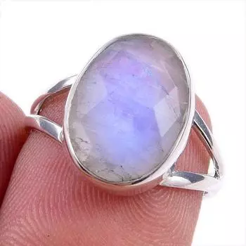Natural Rainbow Moonstone Gemstone 925 Solid Sterling Silver Ring Size 6 p9s12