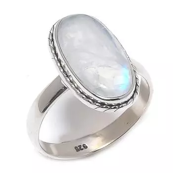 Natural Rainbow Moonstone Gemstone 925 Solid Sterling Silver Gift Ring S.8 W3h06