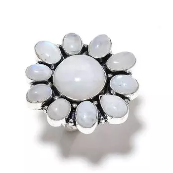 Подарочное кольцо из серебра 925 пробы с натуральным радужным лунным камнем, размер 8 W1r24