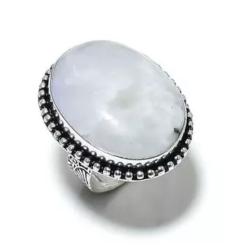 Natural Rainbow Moonstone Gemstone 925 Sterling Silver Gift Ring Size 7 q4y99