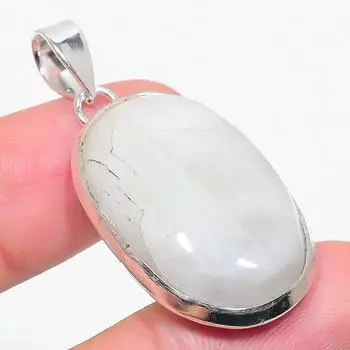 Natural Rainbow Moonstone Gemstone 925 Sterling Silver Pendant 1.81 e9W32