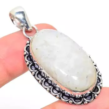 Natural Rainbow Moonstone Gemstone 925 Sterling Silver Pendant 2.17 f4s12