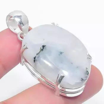 Natural Rainbow Moonstone Gemstone 925 Sterling Silver Pendant 1.89 T1o76
