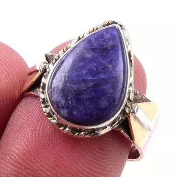 Natural Rainbow Moonstone Gemstone 925 Sterling Silver Two Tone Ring Size 8 H4m93
