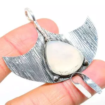 Natural Rainbow Moonstone Gemstone 925 Sterling Silver Pendant 2.56 i4J12