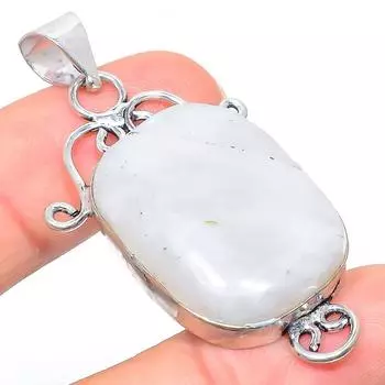 Natural Rainbow Moonstone Gemstone 925 Sterling Silver Pendant 2.17 R0F37