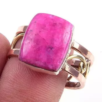 Natural Rainbow Moonstone Gemstone 925 Sterling Silver Two Tone Ring S.10 E7s87