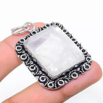 Natural Rainbow Moonstone Gemstone 925 Sterling Silver Pendant 2.17 E7y53