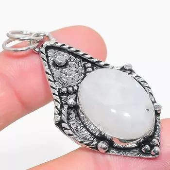 Natural Rainbow Moonstone Gemstone 925 Sterling Silver Pendant 2.25 e4N79