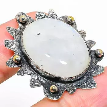 Natural Rainbow Moonstone Gemstone 925 Sterling Silver Pendant 1.58 w2C82