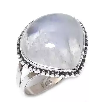 Natural Rainbow Moonstone Gemstone 925 Sterling Silver Jewelry Ring Size 10 G5n76