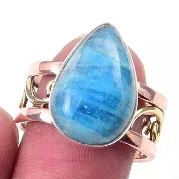Natural Rainbow Moonstone Gemstone 925 Sterling Silver Two Tone Ring Size 8 i4O16