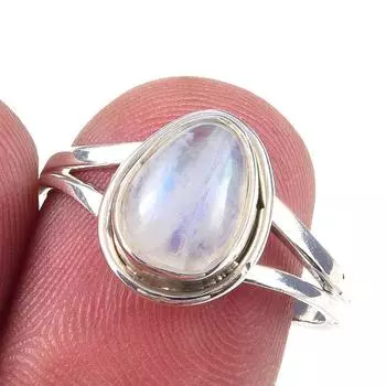 Natural Rainbow Moonstone Gemstone Handmade 925 Solid Silver Ring Size 8 b3p70