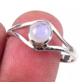 Natural Rainbow Moonstone Gemstone Handmade 925 Solid Silver Ring Size 10 C8a64