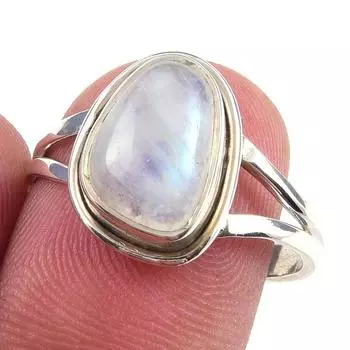 Natural Rainbow Moonstone Gemstone Handmade 925 Solid Silver Ring Size 8 U4m42