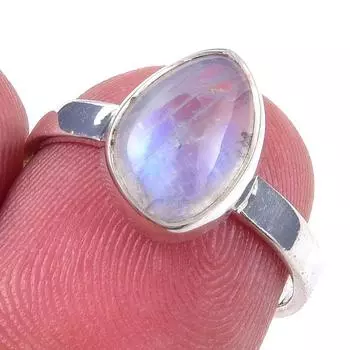 Natural Rainbow Moonstone Gemstone Handmade 925 Solid Silver Ring Size 6 T1y29