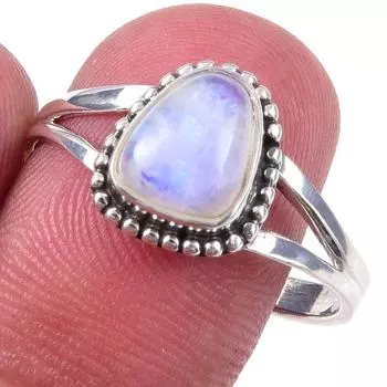 Natural Rainbow Moonstone Gemstone Handmade 925 Solid Silver Ring Size 10 y9n61