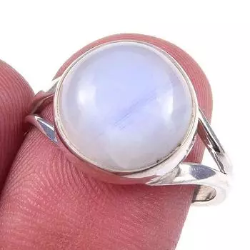 Natural Rainbow Moonstone Gemstone Handmade 925 Solid Silver Ring Size 8 q9O25