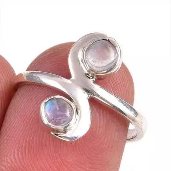 Natural Rainbow Moonstone Gemstone Handmade 925 Solid Silver Gift Ring S.7 I4M52
