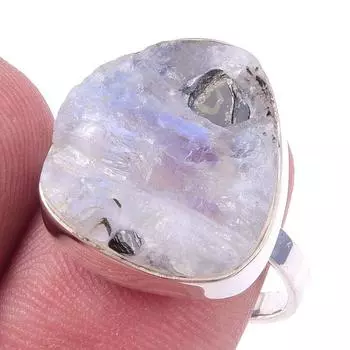 Natural Rainbow Moonstone Gemstone Handmade 925 Solid Silver Ring Size 9 H7t33