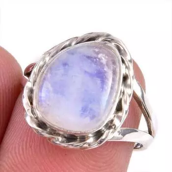 Natural Rainbow Moonstone Gemstone Handmade 925 Solid Silver Gift Ring S.7 e9s95