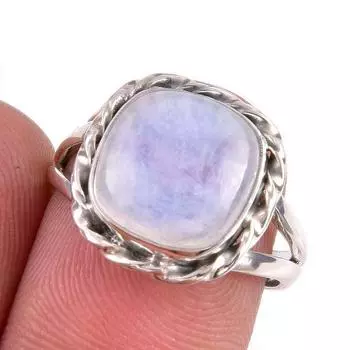Natural Rainbow Moonstone Gemstone Handmade 925 Solid Silver Gift Ring S.7 c3v13