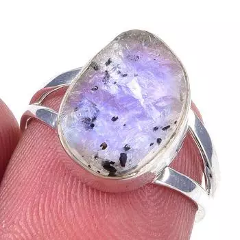 Natural Rainbow Moonstone Gemstone Handmade 925 Solid Silver Ring Size 6 Z4N58
