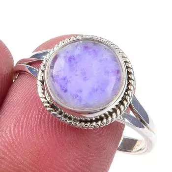 Natural Rainbow Moonstone Gemstone Handmade 925 Solid Silver Ring Size 10 I1T55