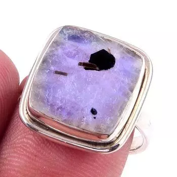 Natural Rainbow Moonstone Gemstone Handmade 925 Solid Silver Ring Size 8 D1V08