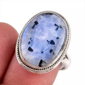 Natural Rainbow Moonstone Gemstone Handmade 925 Solid Silver Gift Ring S.8 Y8w60