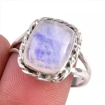 Natural Rainbow Moonstone Gemstone Handmade 925 Solid Silver Gift Ring S.9 m7W44