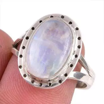 Natural Rainbow Moonstone Gemstone Handmade 925 Solid Silver Gift Ring S.8 o1R07