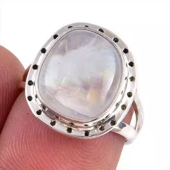 Natural Rainbow Moonstone Gemstone Handmade 925 Solid Silver Gift Ring S.6 f8I25