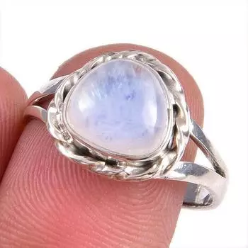 Natural Rainbow Moonstone Gemstone Handmade 925 Solid Silver Gift Ring S.9 F8b53