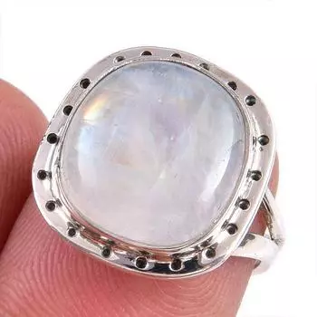 Natural Rainbow Moonstone Gemstone Handmade 925 Solid Silver Gift Ring S.6 U1Y18