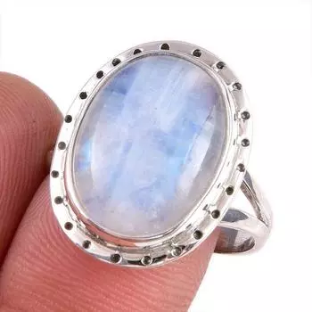 Natural Rainbow Moonstone Gemstone Handmade 925 Solid Silver Gift Ring S.9 b6d21