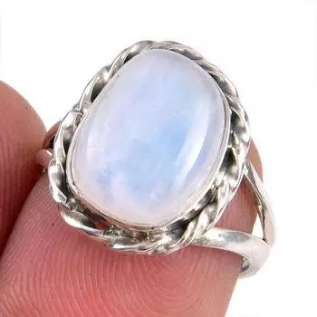 Natural Rainbow Moonstone Gemstone Handmade 925 Solid Silver Gift Ring S.6 R3f28