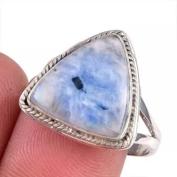 Natural Rainbow Moonstone Gemstone Handmade 925 Solid Silver Gift Ring S.9 g3C36