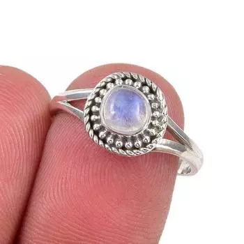 Natural Rainbow Moonstone Gemstone Handmade 925 Sterling Silver Ring Size 7 G3k96